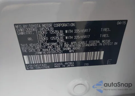 2015 Toyota Rav4 Xle from USA, damaged, VIN JTMWFREVXFD057521